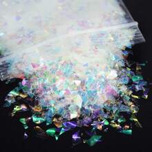 6 袋装 60 克全息美人鱼不对称亮片指甲闪光片闪亮亮片 DIY 配件美甲装饰用品美甲配件套装每袋 10 克 - 彩色 - 查看 6