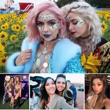 臉部和身體鑲鑽貼,額頭鑲鑽貼,化妝裝飾,面部和額頭紋身,水晶貼紙 - 彩色 - 查看 3