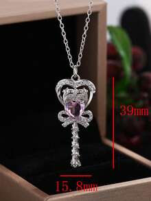 1個法式豪華閃亮cz鑲嵌無限/棒垃圾項鍊,不銹鋼18k鍍金,心形項鍊,可愛的情人鎖骨鍊,全身搭配時尚的珠寶禮物,適用於情人節 - 項鍊 - 查看 2