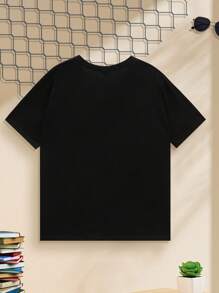Cậu bé Tween Mát mẻ Và Hợp thời Phong cách đường phố In Vòng cổ Áo nỉ Áo chui đầu Cho mùa xuân Và Mùa hè - màu đen - Xem 2