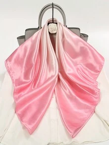 1pc Fashionable Gradient Satin Hip-Hop Multipurpose Bag Scarf With Colorful Printed Square Scarf For Women - Pink - View 2