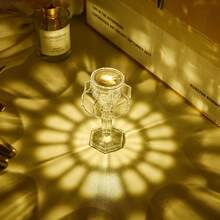 1pc Vintage Acrylic Decorative Lamp Imitation Glass Table Atmosphere Lamp Electronic Night Lamp European Style Modern Desk Lamp Design Home Decor Lamp - Transparent D Type - View 2