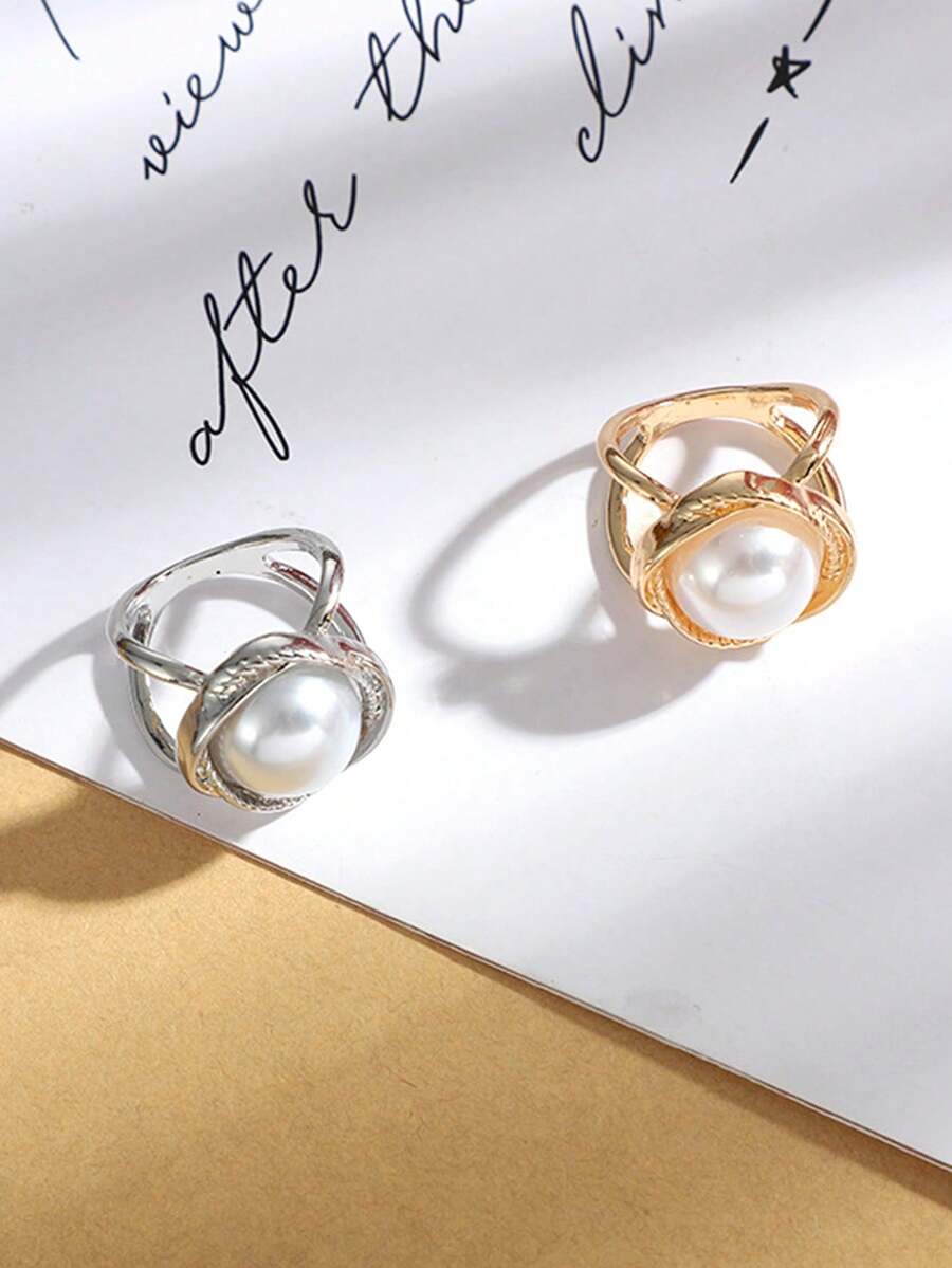 Broche Para Chal De Perlas Con Cristales Ahuecados, Muy Solicitado En El Mercado Transfronterizo, Hebilla De Pañuelo Coreano Creativa Y Moderna - Plateado - Ver 1