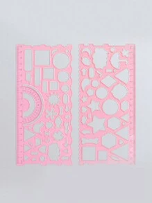 适用于小学生的多功能尺子套装，批发几何尺，可用于绘画和素描，可变形尺子 - 粉色 - 查看 1