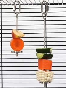 1入不鏽鋼水果叉帶底盤鳥餌器,適合所有季節使用 - 銀色 - 查看 3