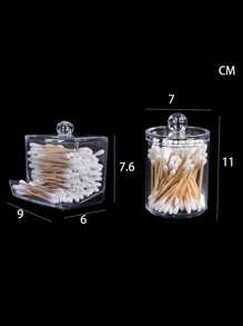 1個圓形有機玻璃透明儲物罐 - 白色 - 查看 3