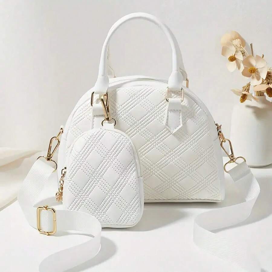 2pcs/Set Girl's Bag, Fashion Handbag And Purse, Shell Crossbody Shoulder Bag