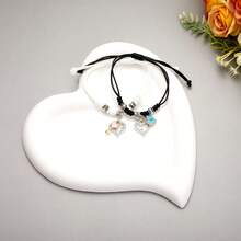 2pcs Fashionable & Creative Handmade Knitted Black & White Heart Key & Lock Decor Adjustable Friendship Bracelets For Couples, Friends To Wear Daily - Love Key Lock Bracelet - View 6