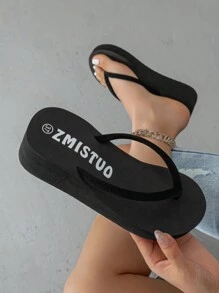 女士时尚、休闲、舒适黑色平底拖鞋凉鞋。防滑，适合室内和室外使用 - 黑色 - 查看 3