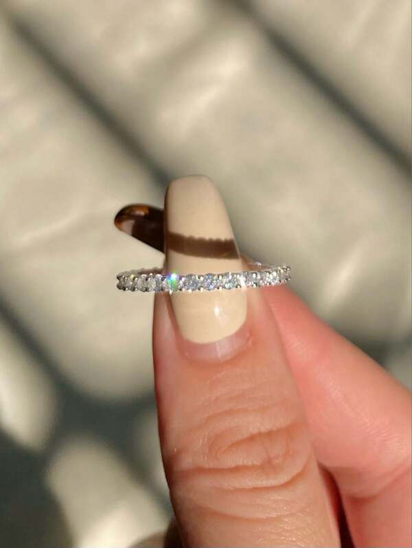 Newsoul 1 PC Elegant Luxury Ring Ladies Jewelry S925 Sterling Silver Promise Ring Eternity Ring Fine Ladies Jewelry Gift Wedding Engagement Bridal Jewelry