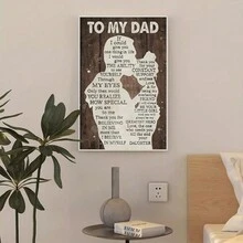 現代情感文本藝術風格帆布油畫海報,適用於裝飾客廳、臥室、沙發背景、門廊櫥櫃、桌面和地面裝飾等,作為女兒送給父親的禮物,不含畫框的替換帆布,安全地打包在pvc管內。 - 彩色 - 查看 5