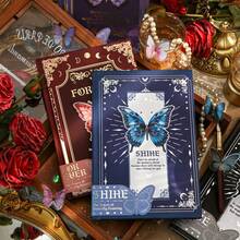 1 件復古彩色蝴蝶印花筆記本,用於日記/筆記/日常計劃,精裝多用途 - 紫色 - 查看 1