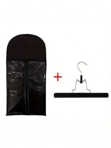 1set Waterproof And Dust-Proof Wig Storage Bag With Hook Clip Simple Zipper Hanging Wig Storage Bag, Lightweight Dustproof Bag For Travel, Simple Portable Bag For Professional Hair Extensions - Black - View 4