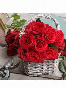 2pcs Artificial Silk Red Rose Bouquet With Long Stems For Wedding Decoration, Bridal Shower, Party, Home Decor, Table Centerpieces - Multicolor - View 2