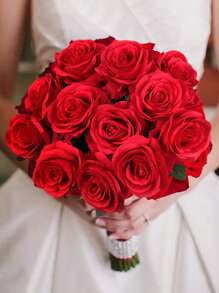 2pcs Artificial Silk Red Rose Bouquet With Long Stems For Wedding Decoration, Bridal Shower, Party, Home Decor, Table Centerpieces - Multicolor - View 6