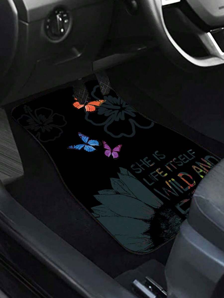 1入組前排通用印花汽車腳墊 - 彩色 - 查看 1