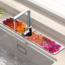 1pc Coral Design Sink Faucet Water Absorption Drain Mat Mat Silicon Mud For Kitchen/Bathroom Basin Decoration - Multicolor - View 7