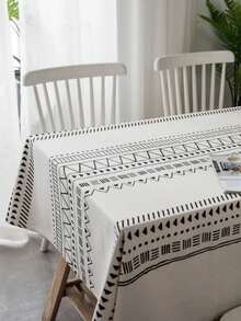 1pc Geometric Hemmed Tablecloth With Bohemian-Style Polyester Fiber For Kitchen, Dining Room, Picnic And Party - Multicolor - View 10