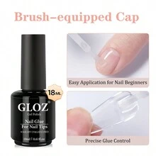 GLOZ 18ML Nail Glue Nail Bond Brush In Nail Glue For Press On Nails Nail Tips & Fake Nails Super Strong Nail Glue For Nail Tips Long Lasting Acrylic Nails Gel Glue - Clear - View 2