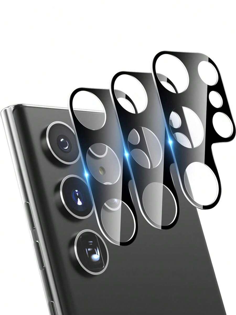 3 Stücke ultraduenne stoßfeste, kratzfeste und wasserdichte Telefonlinsen Schutzfolien kompatibel mit /Pixel/Honor/Redmi/Nothing Handy - Schwarz - Übersicht 1