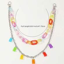 1 件朋克小熊软糖吊坠口袋钱包链牛仔裤皮带链嘻哈腰带肚脐链女孩饰品 - 彩色 - 查看 4