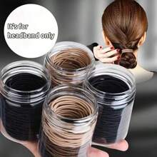 1pc Solid Color Basic Hair Ties With 100pcs Rubber Bands Container, Simple Style, And Suitable For Women Daily Use - Macaron Color Canned 100 Pieces - View 3