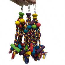 1入組鸚鵡玩具： 彩色珠子和木塊咀嚼繩,舒緩無聊情緒,適用於小/中型鸚鵡 - 紅色 - 查看 4