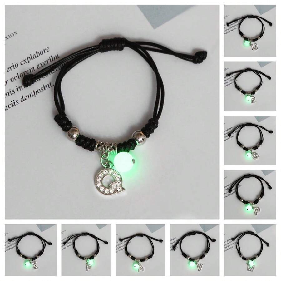 1條發光手鍊,可以印上英文字母,適用於自己、摯友、情侶、女士、男士日常佩戴,也可作為摯友生日、聖誕節、復活節、萬聖節、婦女節、情人節、母親節、感恩節、紀念日等節日的禮物 - 黑色 - 查看 1