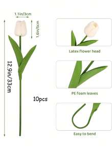10/15 件/套人造郁金香花适用于厨房、客厅、卧室、浴室、派对、餐厅装饰、情人节、礼物