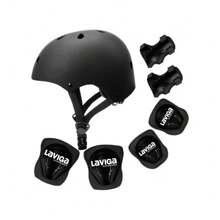 Patineta Tipo Penny Corte Surf Skateboard Estampada Con Ruedas Luz Led + Casco juvenil y protecciones Rodilleras, Muñequeras y coderas - Negro - Ver 4