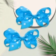 2 件裝 3.9 英寸髮蝴蝶結時尚兒童髮蝴蝶結帶夾子適合節日 - 彩色 - 查看 4