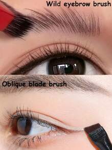 1 件百搭方形 3d 眉刷 + 1 件細斜角眼線眉刷,適合女士眼妝,解決您的眼妝問題 - 彩色 - 查看 5