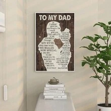 現代情感文本藝術風格帆布油畫海報,適用於裝飾客廳、臥室、沙發背景、門廊櫥櫃、桌面和地面裝飾等,作為女兒送給父親的禮物,不含畫框的替換帆布,安全地打包在pvc管內。 - 彩色 - 查看 3