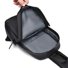 高端男士包,單肩包,斜跨包,胸包,方便大容量,防潑水,新款時尚,多功能,適合徒步旅行、跑步、騎士,耐磨、耐刮傷、防撕裂腰包,商務情人節禮物 - 黑色 - 查看 10