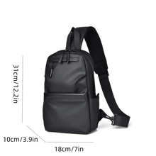 高端男士包,單肩包,斜跨包,胸包,方便大容量,防潑水,新款時尚,多功能,適合徒步旅行、跑步、騎士,耐磨、耐刮傷、防撕裂腰包,商務情人節禮物 - 黑色 - 查看 3