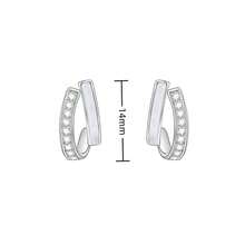 2 chiếc hoa tai hai lớp bằng bạc Sterling 925 thời trang với đá Cubic Zirconia & thiết kế hai hàng bất đối xứng, phù hợp để phụ nữ đeo hàng ngày - bông tai hai lớp - Xem 11