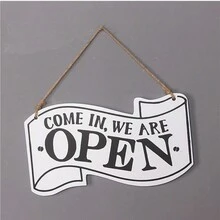 咖啡店裝飾用復古木質雙面箭頭招牌,歐式房屋頭飾,家居牆壁裝飾小掛板 - 米色 - 查看 8