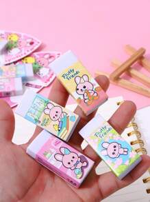 2入組/套隨機卡通粉色兔子設計橡皮擦,可愛且可清洗,適合兒童和小學生 - 彩色 - 查看 6