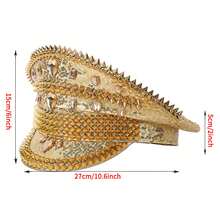 Goldene Handgemachte Glitzer Mardi Gras Kreuzfahrtschiff Hut Karneval Hut Rave Punk Niete Konzert Hut Costome Cosplay Party Hut