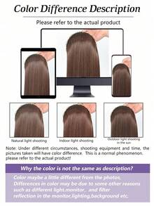 合成假髮女士長髮復古鑽石髮箍高骨頭頂接頭假髮髮型半頭套頭直髮片20英寸適合日常簡單假日 - Light Brown - 查看 8