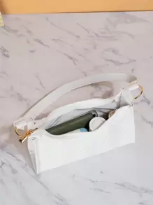 Fashionable Pu Triangle Underarm Shoulder Bag - White - View 5