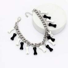 1入組骨頭裝飾寵物狗項鍊 - 黑與白 - 查看 2