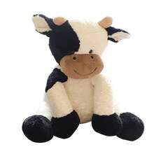 Cute Cow Plush Toy Sitting Position Creative Home Decor Stuffed Animal Gift For Teenagers - Black and White - View 2