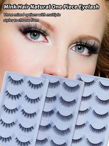 False Eyelashes 15 Pairs Of 3 Styles 3D Artificial Mink Eyelashes Natural Appearance Silk Fluffy Handmade Eyelashes Easy To Use For Parties Everyday Everything - Black - View 1