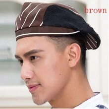 男女通用廚師帽餐飲酒店餐廳火鍋餐廳工作帽服務員透氣貝雷帽 1 件 - 彩色 - 查看 4