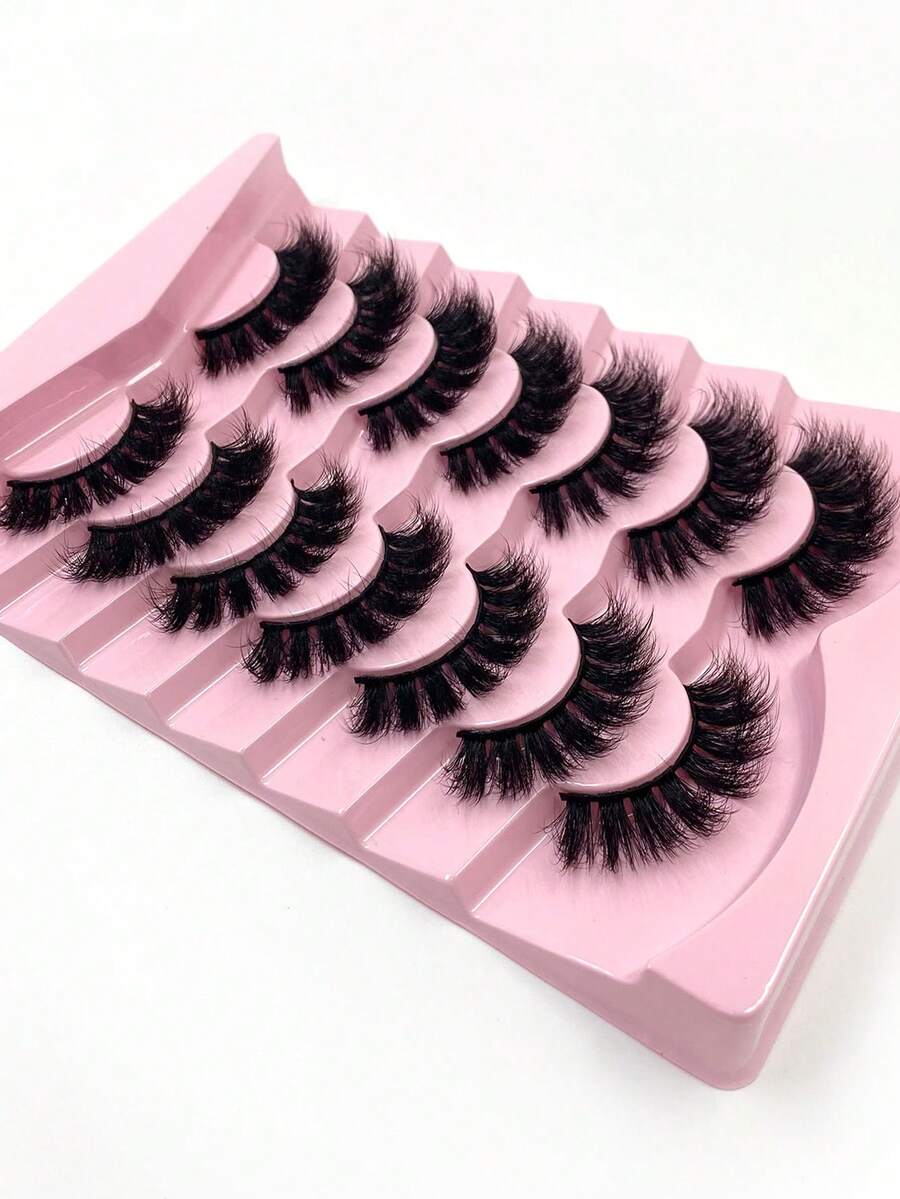 HBZGTLAD 7對/組貓眼假睫毛,自然柔軟蓬鬆假睫毛,貂毛眼睫毛5d蓬鬆手工假睫毛,濃密假睫毛 - 自然纖長款 - 查看 1