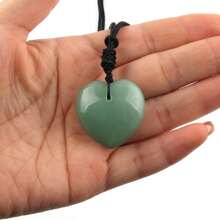 30mm Natural Gemstone Heart Shaped Crystal Rose Quartz Pendant, Adjustable Necklace Jewelry, Gift For Women, Valentine's Day Present - With Adjustable Rope - View 10