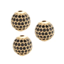 3入組經典6/8/10mm鋅合金方塊,立方氧化鋯微釘珠,diy手鐲/項鍊珠寶製作 - 黑鋯-金色 - 查看 12