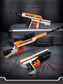 Serie De Armas Creativas. Juguete De Pistola De Ensamblaje Tres En Con Función De Disparo - Naranja - Ver 1