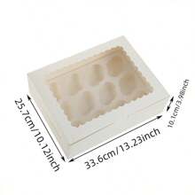 10pcs 13.23*10.12*3.98inch Clear Window White Cardboard Muffin Cupcake Boxes For Bakery Packaging (12-Cavity) - White - View 5